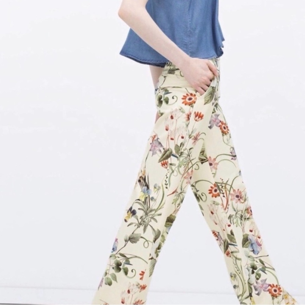 Zara Floral Cream Women's Pants